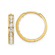 14k Yellow Gold Hoop Earrings with Cubic Zirconia, Channel Set Medium Huggie Style