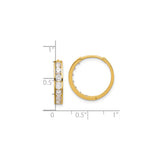 14k Yellow Gold Hoop Earrings with Cubic Zirconia, Classic Channel Set Huggie Style for Women