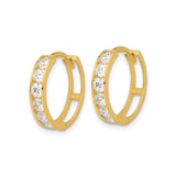 14k Yellow Gold Huggie Hoop Earrings with Channel Set Cubic Zirconia, Small Contemporary Style
