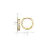 14k Yellow Gold Huggie Hoop Earrings with Channel Set Cubic Zirconia, Small Contemporary Style