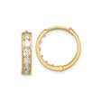 14k Yellow Gold Huggie Hoop Earrings with Channel Set Cubic Zirconia, Small Contemporary Style