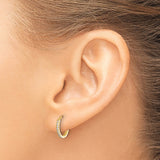 14k Yellow Gold Hoop Earrings with Cubic Zirconia in Channel Setting, Classic Huggie Style for Women