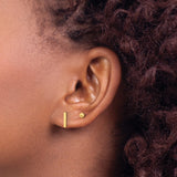 14k Yellow Gold Stud Earrings with Bar and Ball Designs, Modern Minimalist Geometric Style