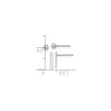 14k White Gold Stud Earrings with Polished Ball and Sleek Bar Design, Minimalist Geometric Style