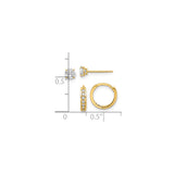 14k Yellow Gold Earrings Set with Cubic Zirconia, Includes Studs and Channel Set Hoops