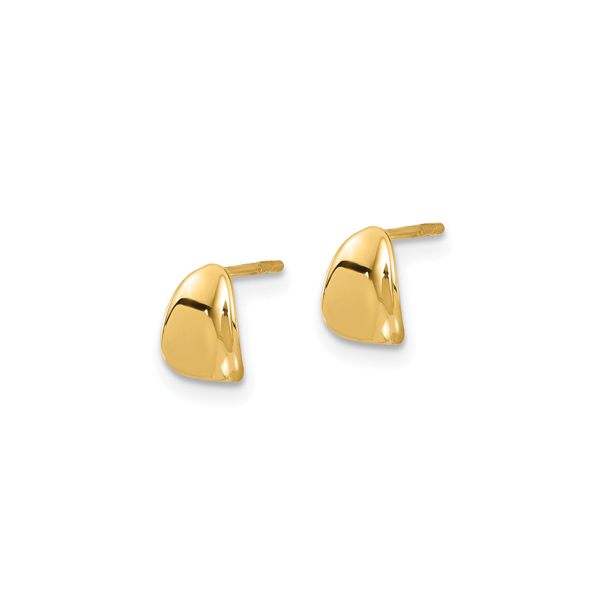 14k Yellow Gold Nugget Stud Earring, Solid Back, Polished Finish, Hip Hop Style for Men