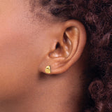 14k Yellow Gold Nugget Stud Earring, Solid Back, Polished Finish, Hip Hop Style for Men