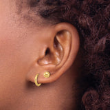 14k Yellow Gold Earrings Set, Polished Ball Studs and Small Hoops, Minimalist Style for Women