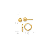 14k Yellow Gold Earrings Set, Polished Ball Studs and Small Hoops, Minimalist Style for Women