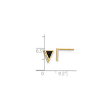 14k Yellow Gold Triangle Stud Earrings with Cubic Zirconia and Black Enamel