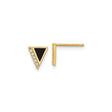 14k Yellow Gold Triangle Stud Earrings with Cubic Zirconia and Black Enamel