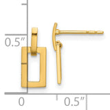 14k Yellow Gold Dangle Stud Earrings with Open Rectangle Geometric Design