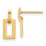 14k Yellow Gold Dangle Stud Earrings with Open Rectangle Geometric Design
