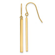 14k Yellow Gold Drop Earrings, Minimalist Vertical Bar Design, Polished Long Dangles for Women