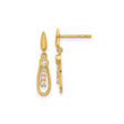 14k Yellow Gold Teardrop Dangle Earrings with Cubic Zirconia, Classic Drop Style for Women