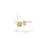 14K Yellow Gold Love Knot Stud Earrings With Round Cut CZ