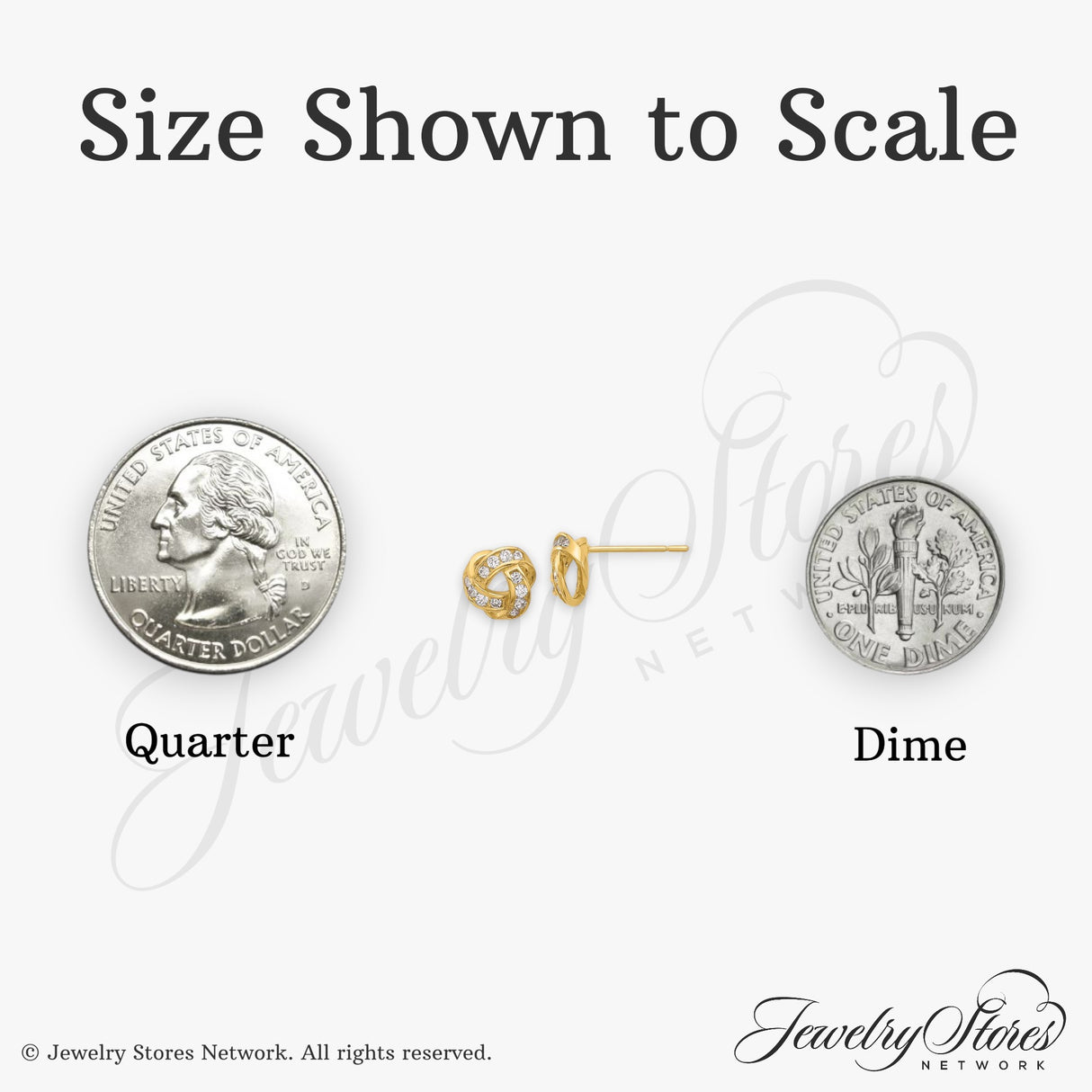 14k Yellow Gold Love Knot Stud Earrings with Cubic Zirconia, Intertwined Design for Women