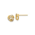 14k Yellow Gold Love Knot Stud Earrings for Women with Intertwined Knot Design and Sparkling Round Cut Cubic Zirconia, Symbol of Eternal Love, Fine Jewelry for Formal Wear or Everyday Elegance