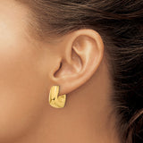 14k Yellow Gold Squared Hoop Earrings, Modern Minimalist J-Hoop Style for Women