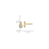 14k Yellow Gold Infinity Teardrop Stud Earrings with Cubic Zirconia Accents, Romantic Style
