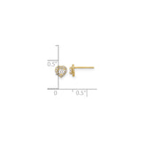 14k Yellow Gold Heart Stud Earrings with Cubic Zirconia and Accent Stones