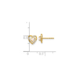 14k Yellow Gold Heart Stud Earrings with Opal and Cubic Zirconia Accents for Women