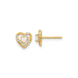 14k Yellow Gold Heart Stud Earrings with Opal and Cubic Zirconia Accents for Women
