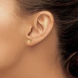 14k Yellow Gold Heart Stud Earrings with Cubic Zirconia, Minimalist Dainty Jewelry for Women
