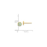 14k Yellow Gold Stud Earrings with Turquoise and White Enamel Evil Eye Design