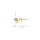 14k Yellow Gold Stud Earrings with Cubic Zirconia, Four Leaf Clover, Hamsa, and Horseshoe Motifs