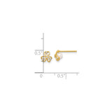 14k Yellow Gold Stud Earrings with Cubic Zirconia, Pearl, Heart Celtic Shamrock Design