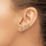 14k Yellow Gold Flower Stud Earrings with Cubic Zirconia, Open Petal Daisy Design