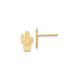 14k Yellow Gold Cactus Stud Earrings, Minimalist Potted Plant Desert Design for Women