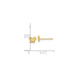 14k Yellow Gold Butterfly Stud Earrings, Lightweight Polished Minimalist Design for Women
