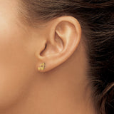14k Yellow Gold Musical Note Stud Earrings, Eighth Note Design for Women