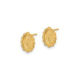 14K Yellow Gold Guadalupe Stud Earrings Virgin Mary Medal