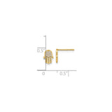 14K Yellow Gold Hamsa Hand Stud Earrings With CZ Stones