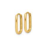 14k Yellow Gold Oval Hoop Earrings, Lightweight Polished Hinged Hoops for Women