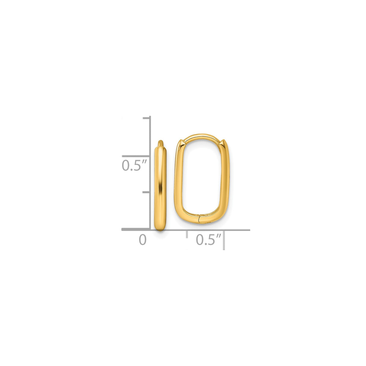 14k Yellow Gold Oval Hoop Earrings, Lightweight Polished Hinged Hoops for Women