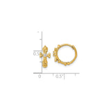 14K Yellow Gold Cross Hoop Earrings With Diamond Accent
