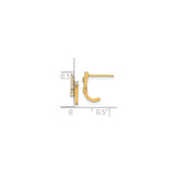 14k Yellow Gold Curved Stud Earrings with Cubic Zirconia, Modern Minimalist Design