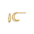 14k Yellow Gold Half Hoop Earrings, Twisted Rope Design, Lightweight Textured Jewelry for Women