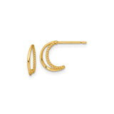 14k Yellow Gold Half Hoop Earrings, Twisted Rope Design, Lightweight Textured Jewelry for Women