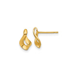 14k Yellow Gold Stud Earrings, Polished Open Swirl with Abstract Twist Design for Women