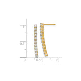14k Yellow Gold Drop Earrings with Cubic Zirconia, Linear Bar Design for Women