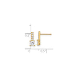 14k Yellow Gold Drop Earrings with Princess Cut Cubic Zirconia and Vertical Accents