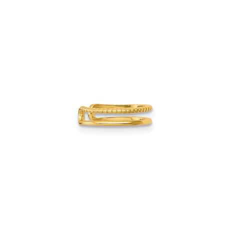 14K Yellow Gold Dual Band Rope Ear Cuff Non Pierced