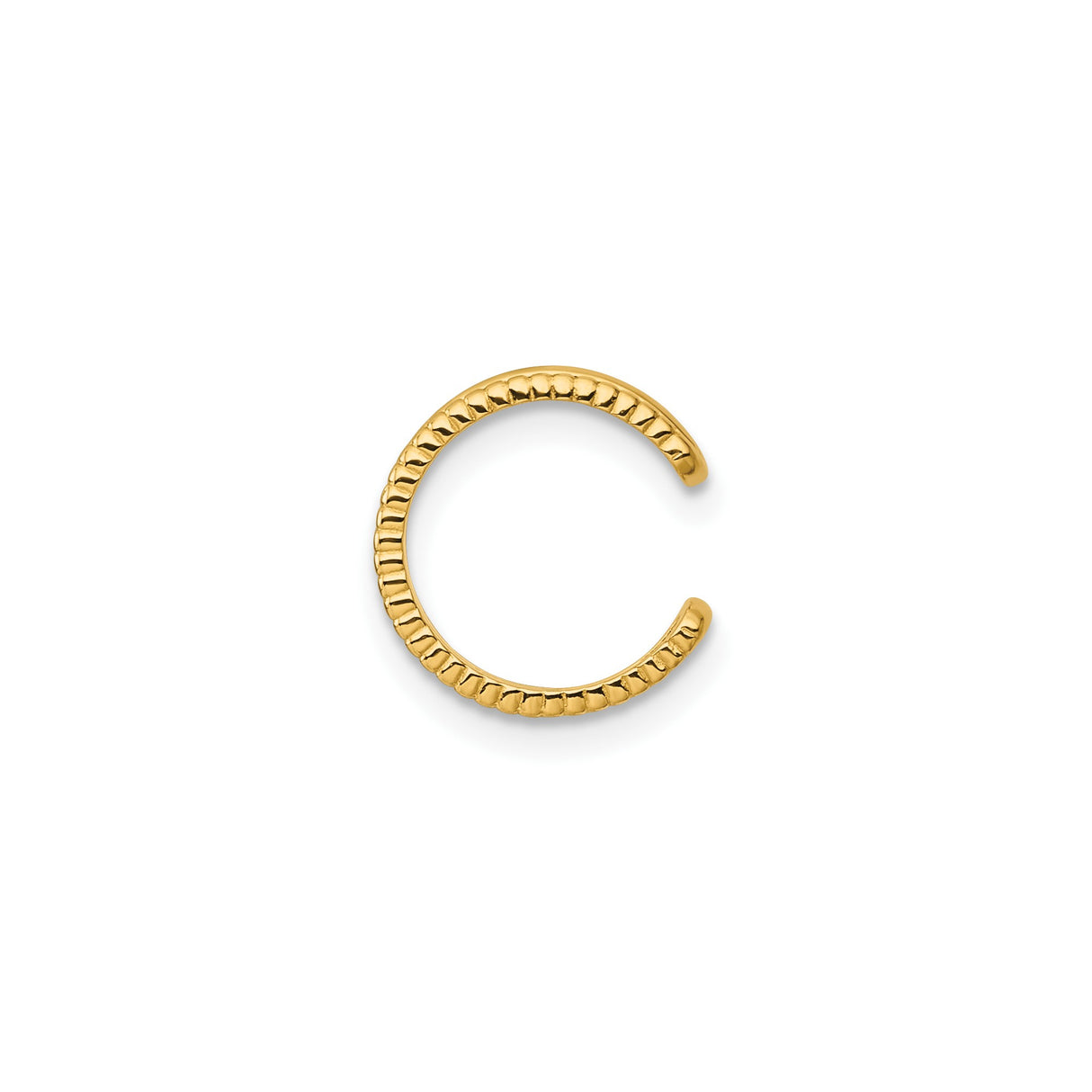 14K Yellow Gold Dual Band Rope Ear Cuff Non Pierced