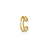 14k Yellow Gold Ear Cuff with Polished and Textured Rope Bands, Dual Band Non Pierced Earring, Modern Stackable Unisex Jewelry, Minimalist Fine Accessory for Trendy Daily Wear and Styling