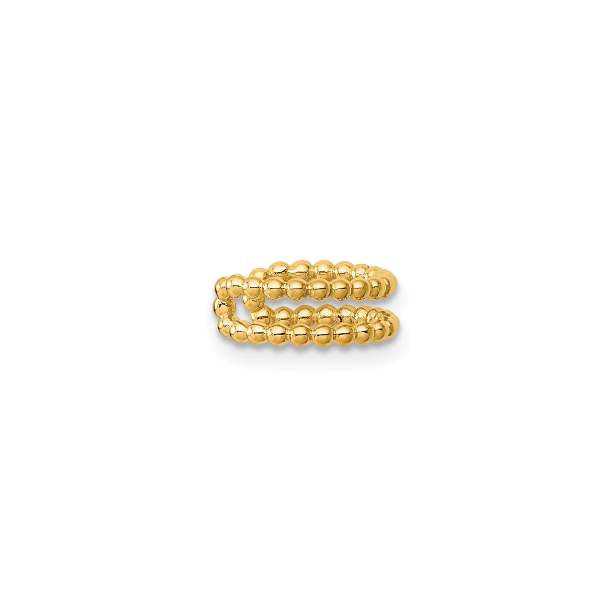 14k Yellow Gold Beaded Ear Cuff Dual Row Ball Detail